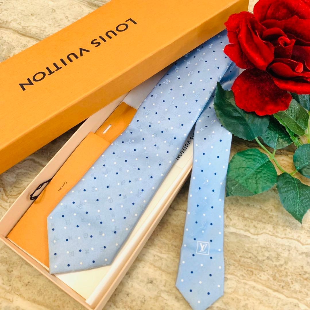 N6 ルイヴィトン モノグラム 総柄 ロゴ刺繍 M70568 ネクタイ メンズ