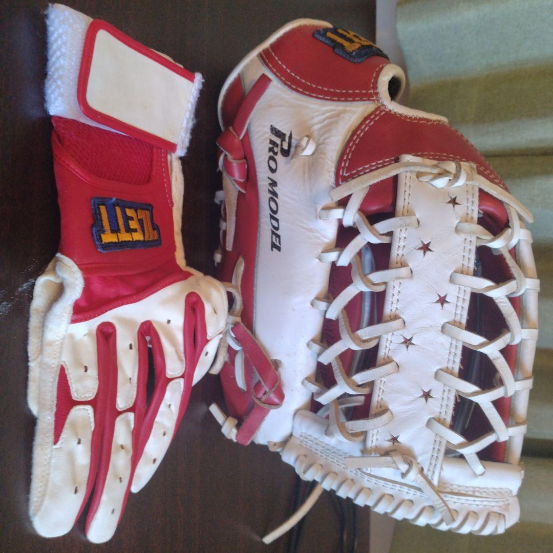 赤星モデルZETT PRO MODEL 硬式グローブ 赤/白