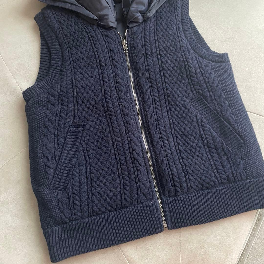 新品未使用 自由区　ダウンベスト　リバーシブル　XL ニット　切替　ネイビー