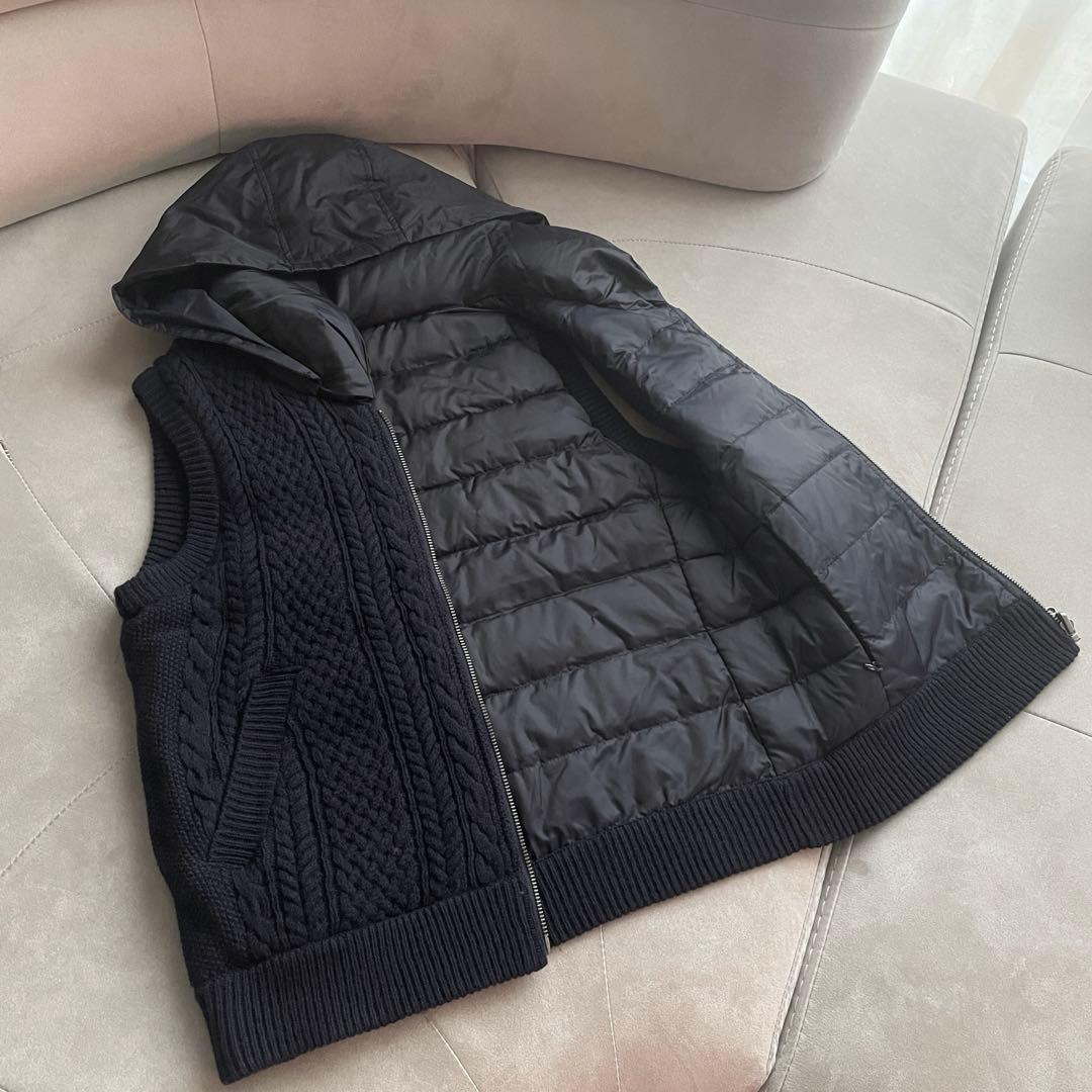 新品未使用 自由区　ダウンベスト　リバーシブル　XL ニット　切替　ネイビー