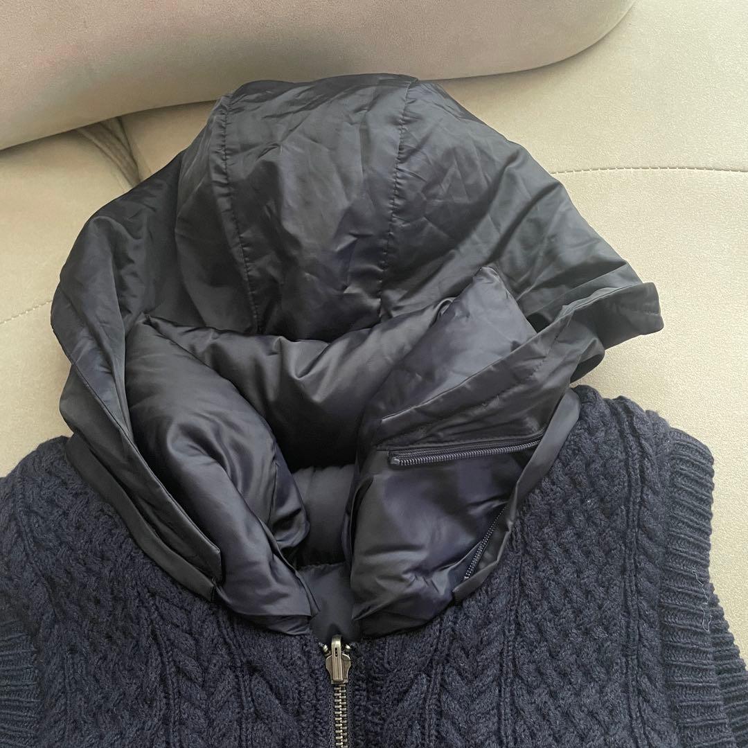 新品未使用 自由区　ダウンベスト　リバーシブル　XL ニット　切替　ネイビー