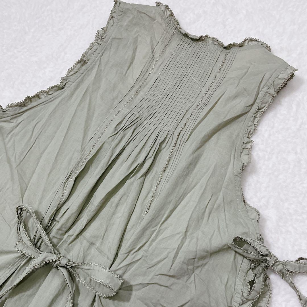 美品✨ピンクハウス ダブリエ ミントグリーン ロゴ 豪華リボン フリル レース