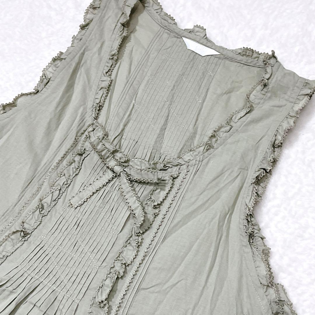 美品✨ピンクハウス ダブリエ ミントグリーン ロゴ 豪華リボン フリル レース