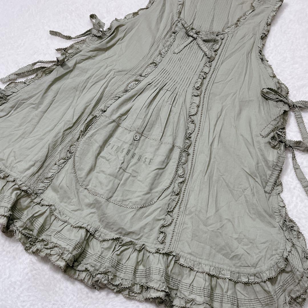 美品✨ピンクハウス ダブリエ ミントグリーン ロゴ 豪華リボン フリル レース