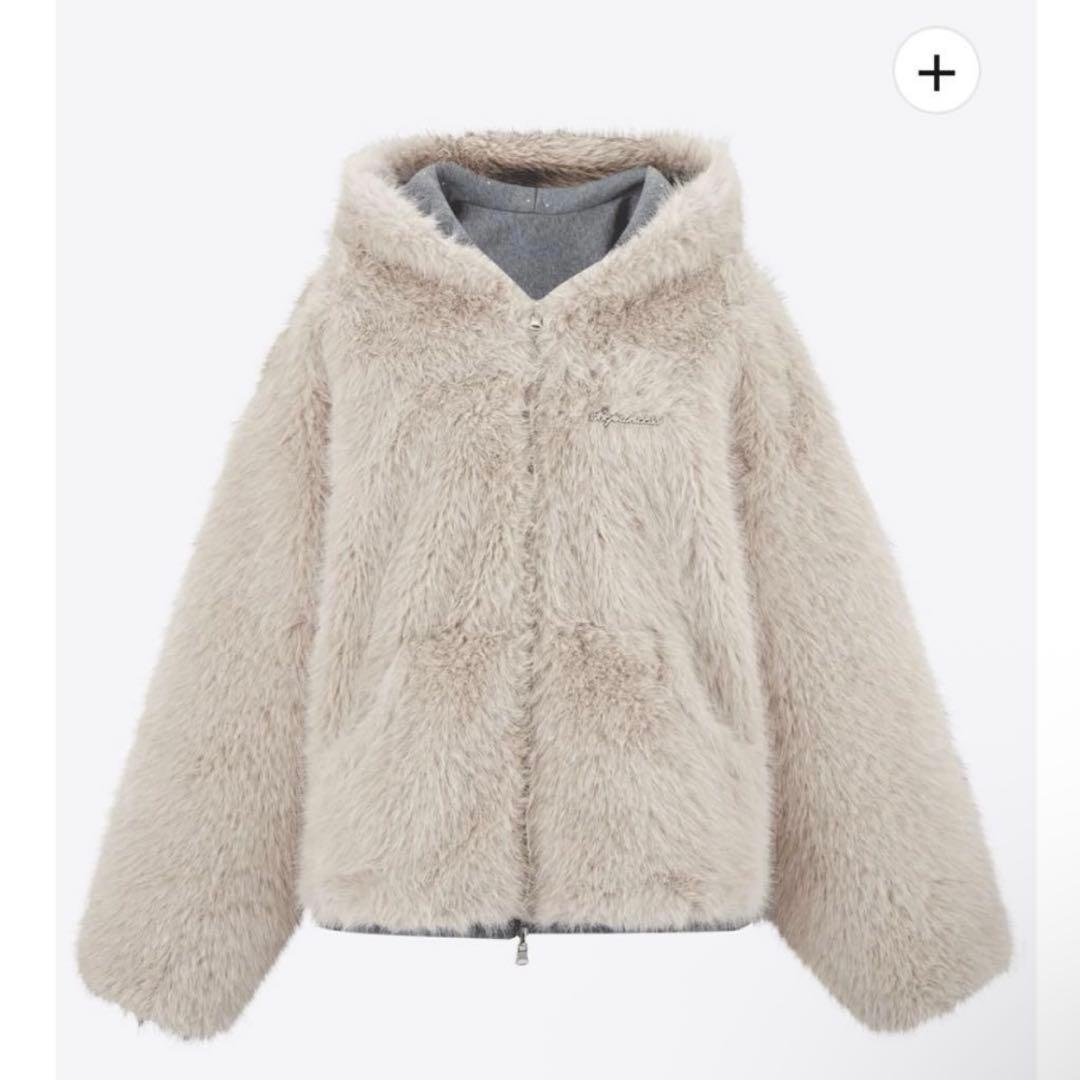 ジャケット・アウター andwang kirakira 2way fur zipup gray