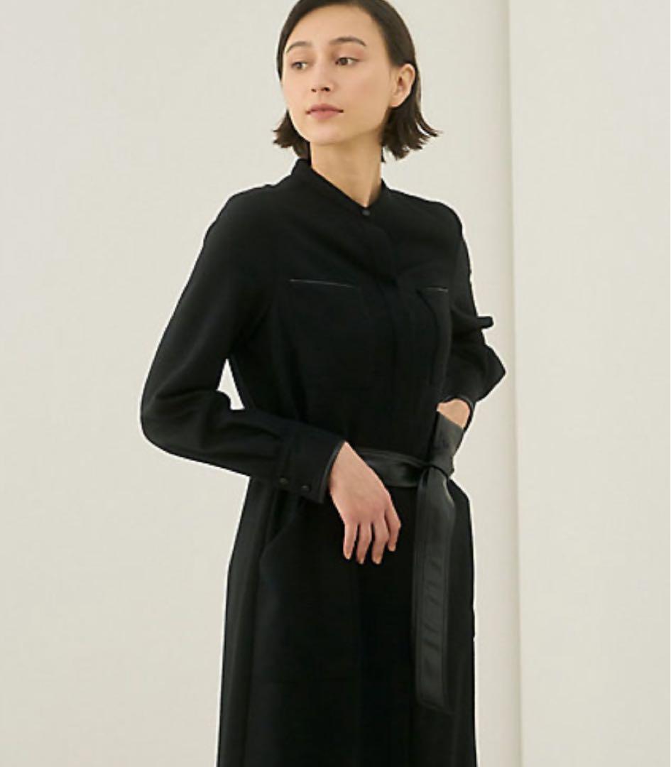 ANAYI ウールジャージーレザーコンビワンピース※ 彩果