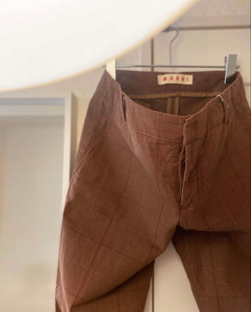 K*O様 MARNI チェック柄 ブラウン コットンパンツ