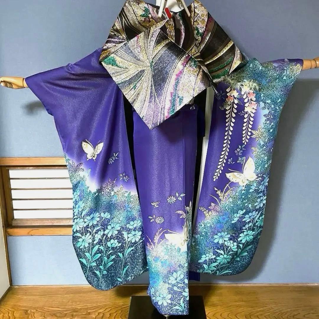 振袖フルセット　高身長　金通し　手描き友禅　成人式振袖　振袖　裄丈71