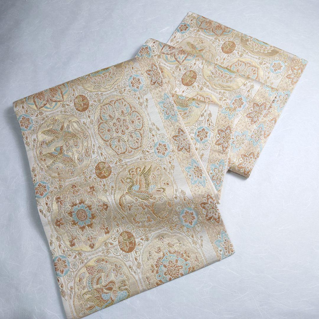 正絹 袋帯 六通柄 河村織物 手織 京華洛図案 極上 逸品 美品