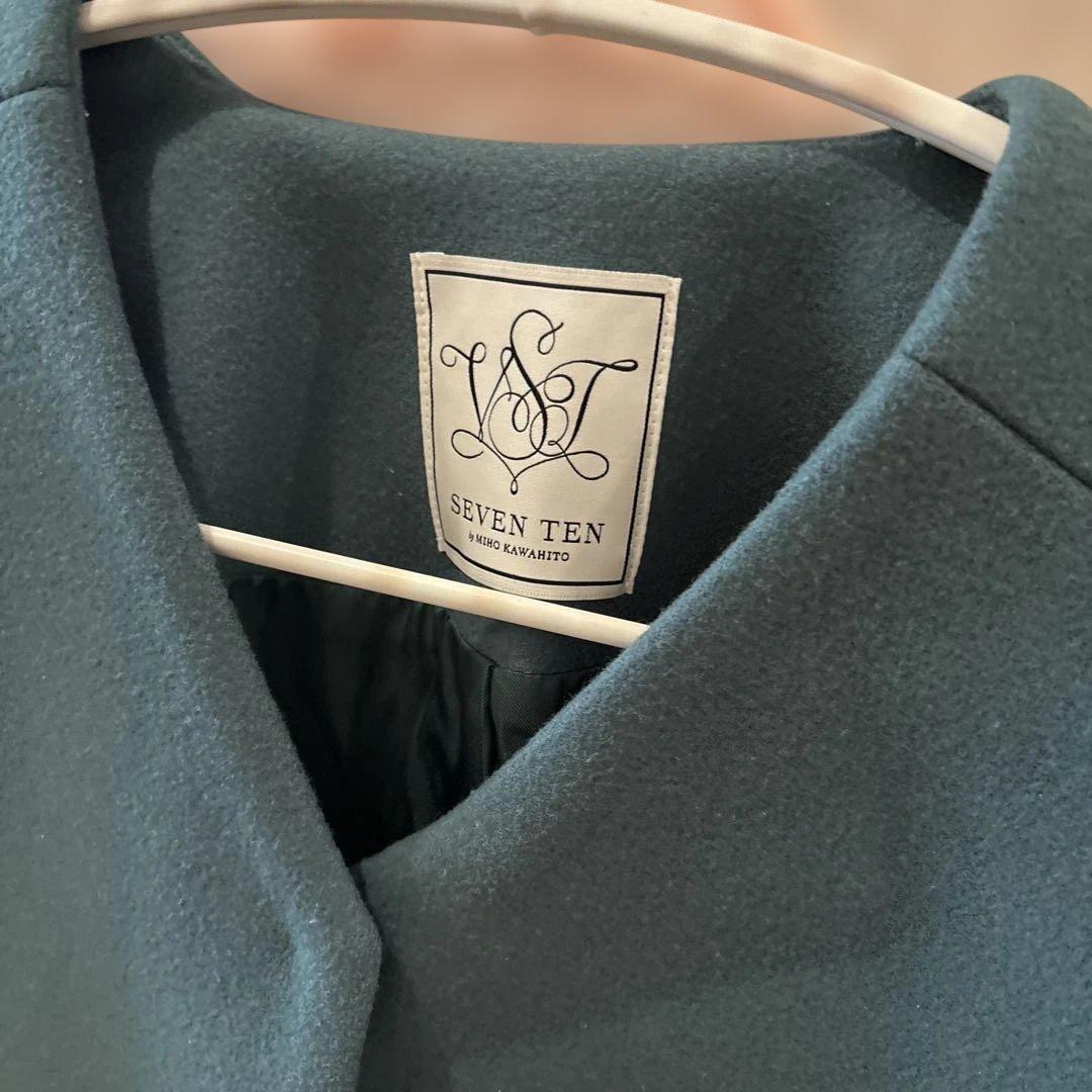 セブンテン♡ミディアムコクーンコートM 緑グリーン