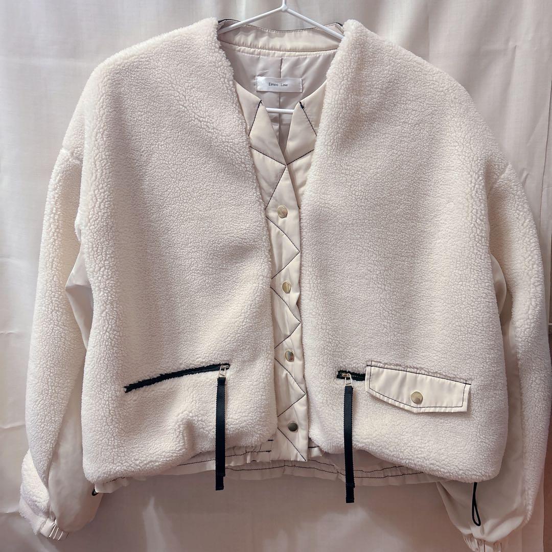 Eimee Lawバックフリルショートボアブルゾン アイボリー