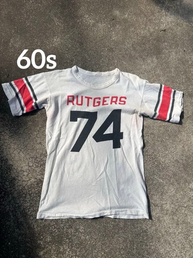 60s後期~70s前期Champion フットボールTシャツ(染み込みプリント)