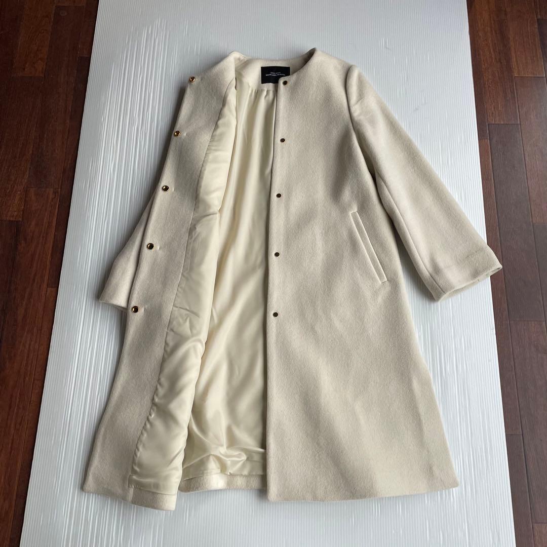 新品　ユナイテッドアローズ　ショートビーバーノーカラー コート　36 カシミヤ