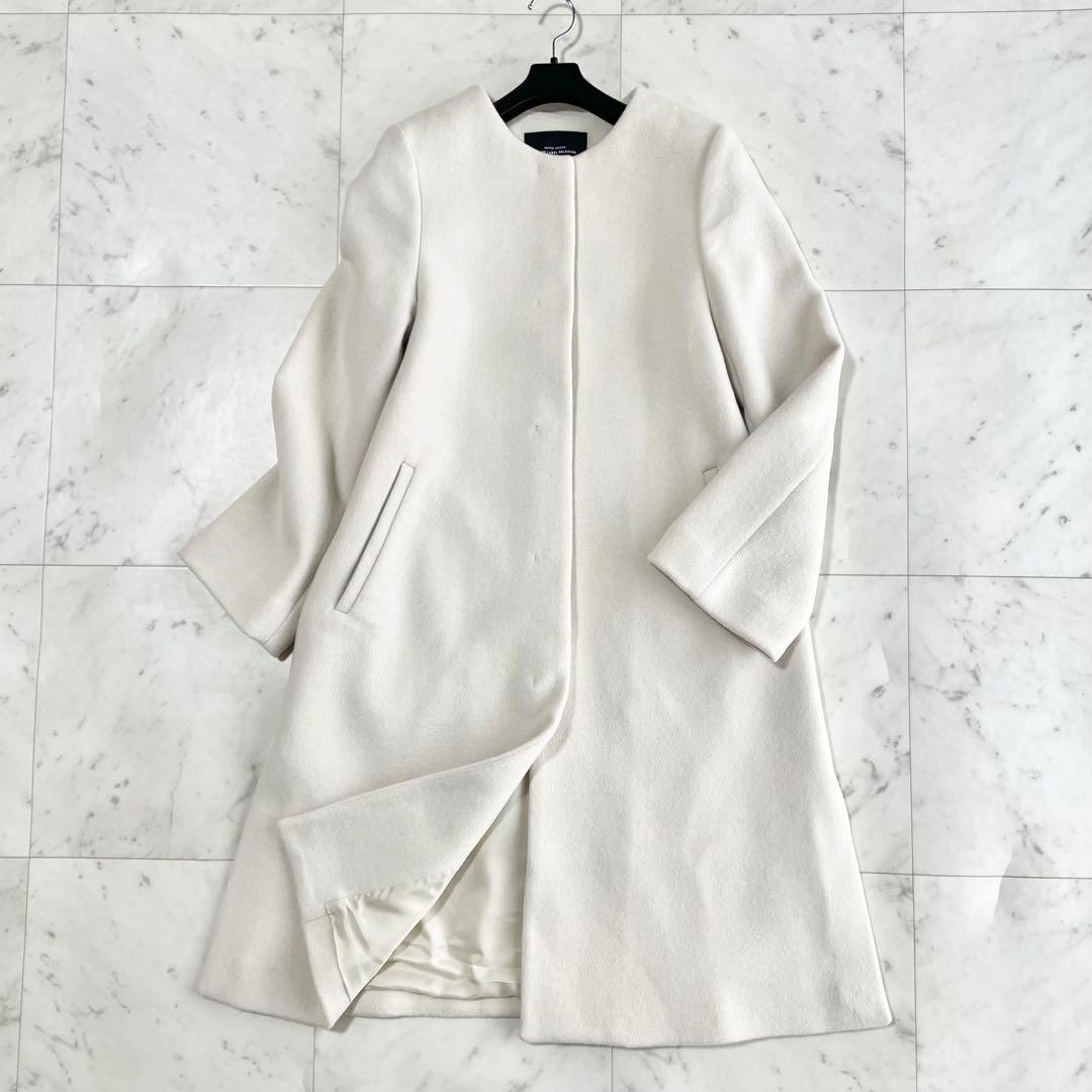 新品　ユナイテッドアローズ　ショートビーバーノーカラー コート　36 カシミヤ