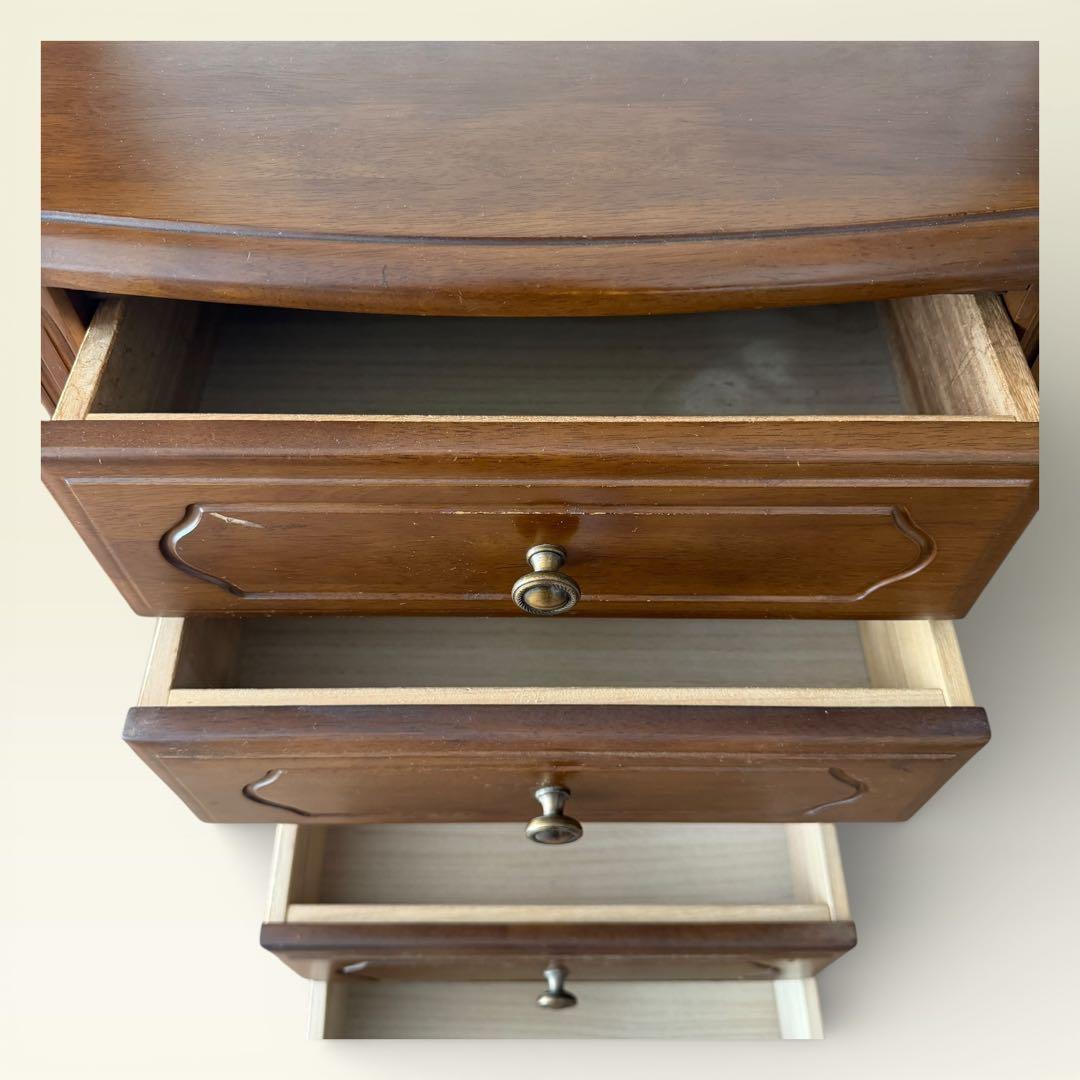 重厚感あるアンティーク調 木製 6段 チェスト スリムチェスト　飾り棚