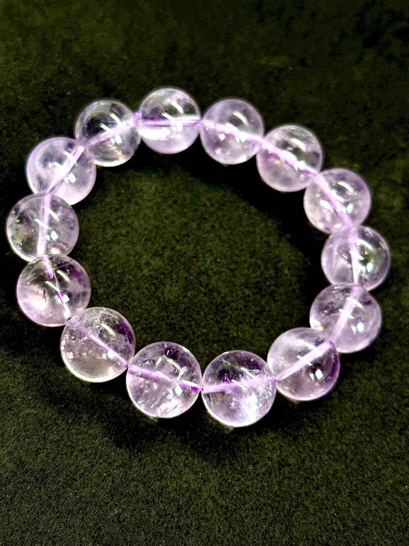 大玉透明度高　ラベンダーアメジスト(アイリス粒あり)ブレス　15.6mm
