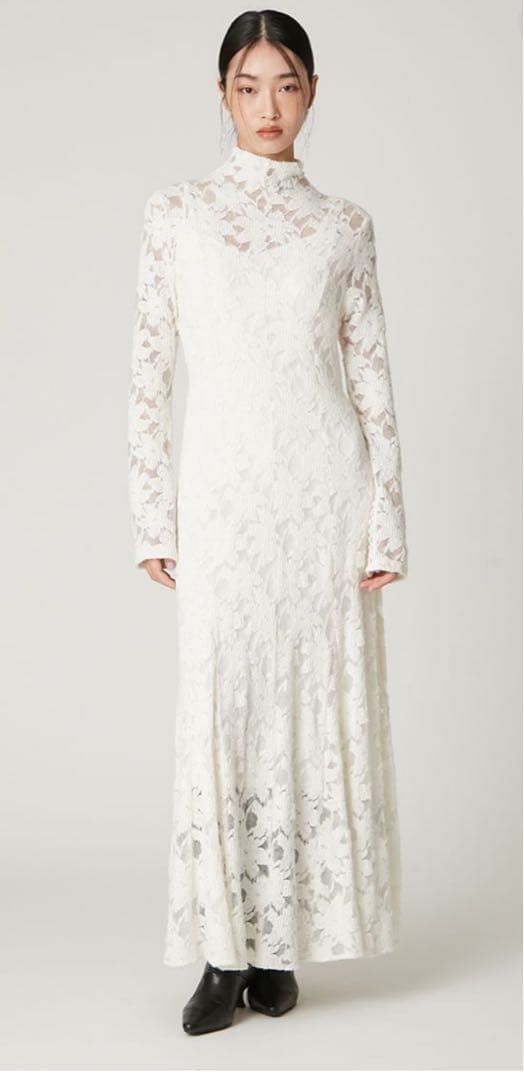 FRAY I.D フラワーストレッチレースワンピース　ライム