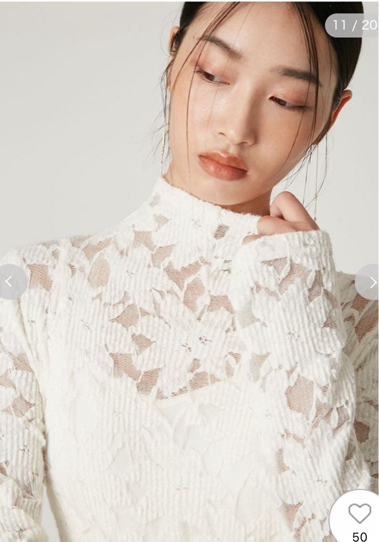 FRAY I.D フラワーストレッチレースワンピース　ライム