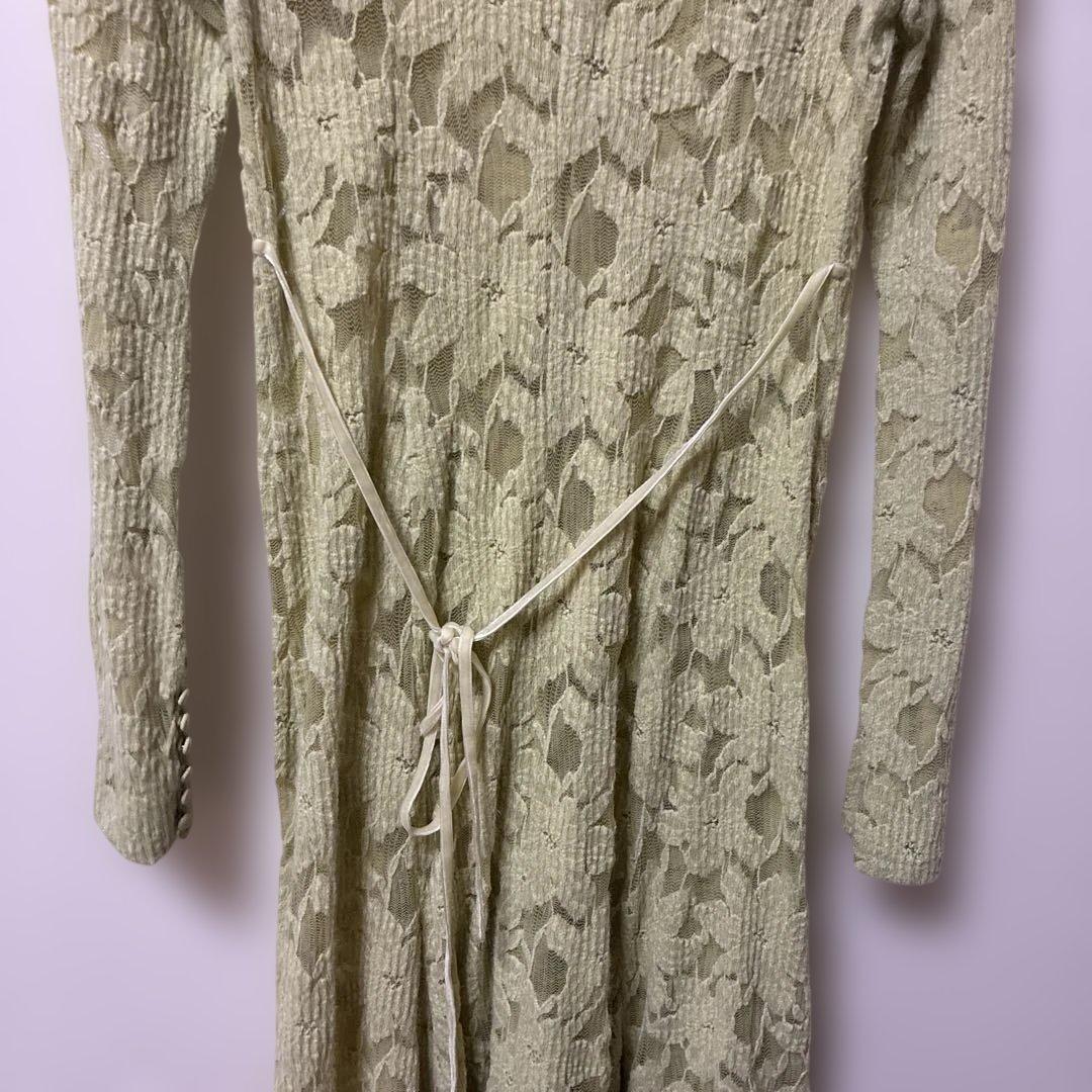 FRAY I.D フラワーストレッチレースワンピース　ライム