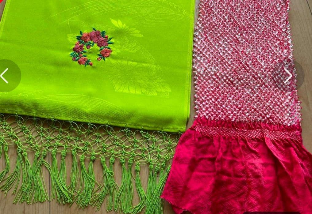 正絹　ぎんざ秀粋　黄色 7歳　七五三着物セット　和装小物　結び帯