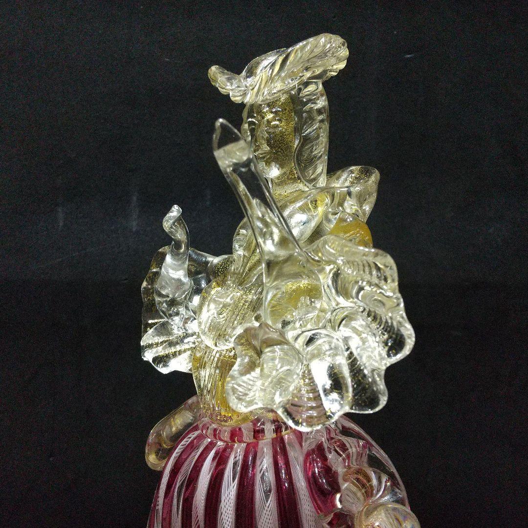 イタリア製ベネチアん ムラ―ノ島ガラス工芸品 大型フィギュリン 33cm 貴婦人