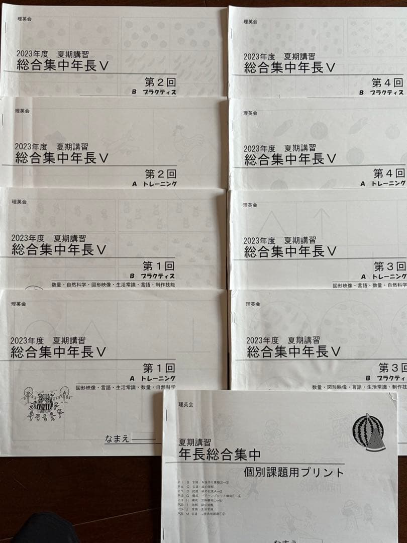 【記入少なめ】理英会　2023年　夏期講習　総合集中年長V 基礎確認