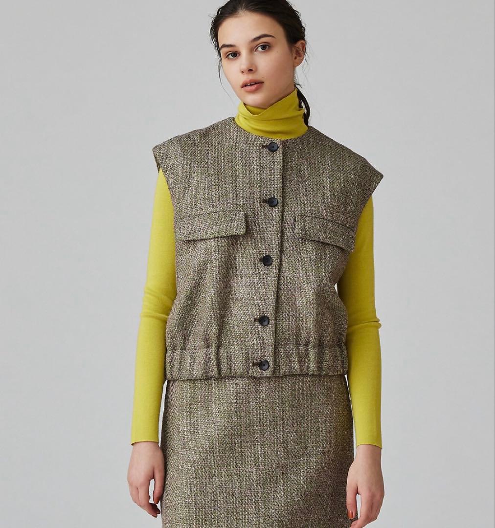 美品　トゥモローランド コレクション ツイード ベスト ジレ ウール 36