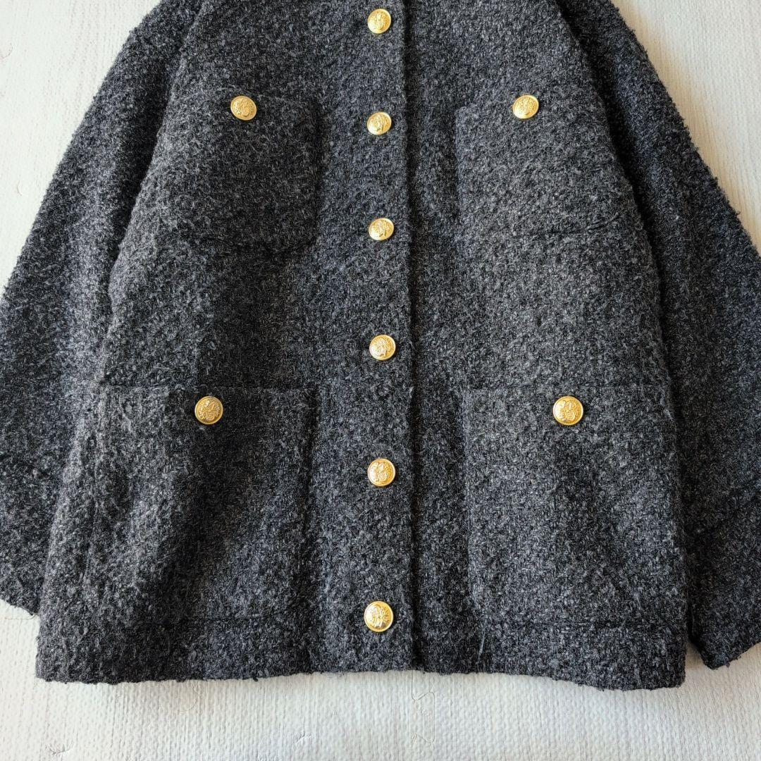 ラウンジドレス　ツイードジャケット　ブラック×グレー　金ボタン　26400円F