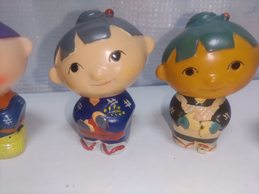 昭和レトロ　当時物　希少品　秋田銀行　アコちゃん　ソフビ貯金箱　5種類