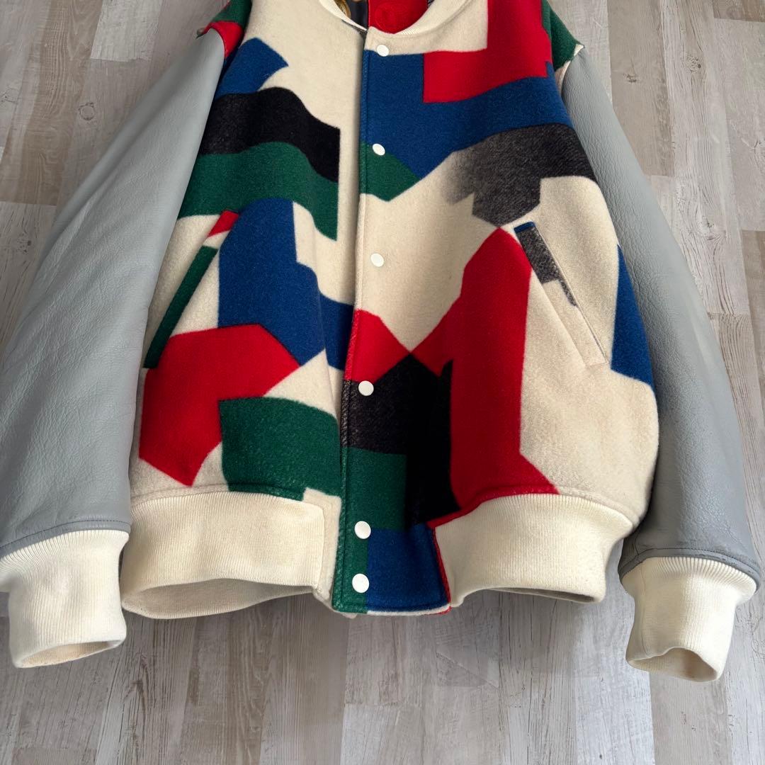 フェノメノン 袖レザー 総柄スタジャン ジャケット ビッグサイズ