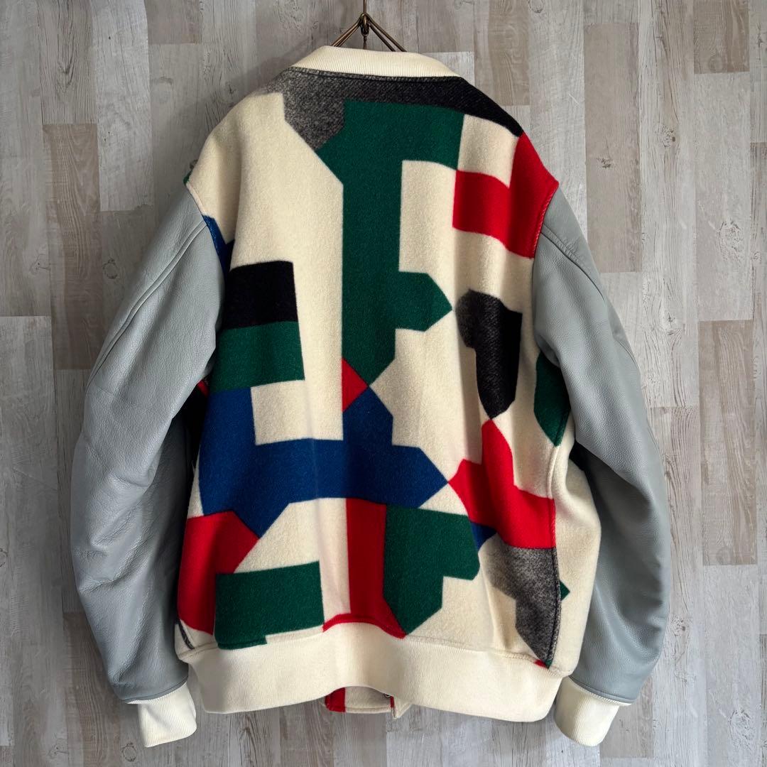 フェノメノン 袖レザー 総柄スタジャン ジャケット ビッグサイズ