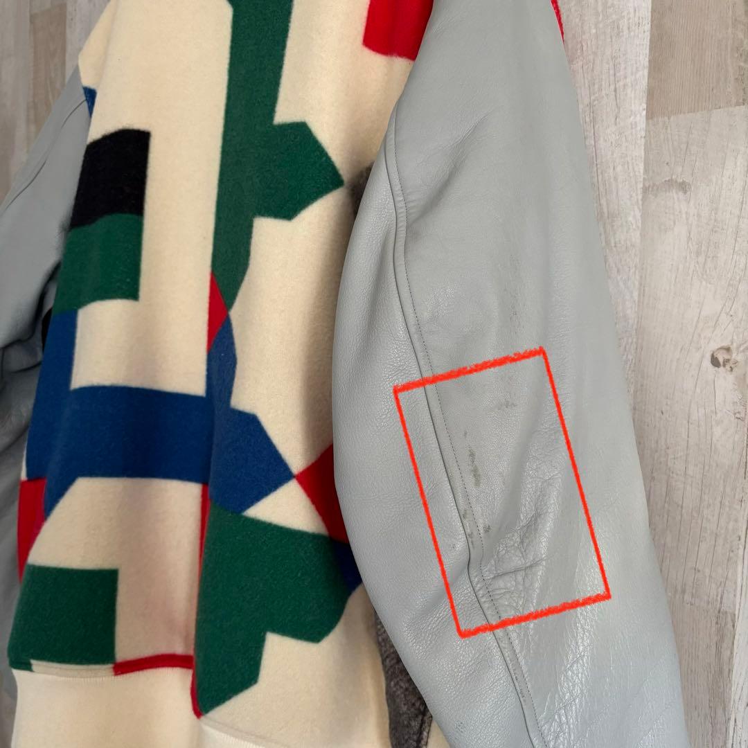 フェノメノン 袖レザー 総柄スタジャン ジャケット ビッグサイズ