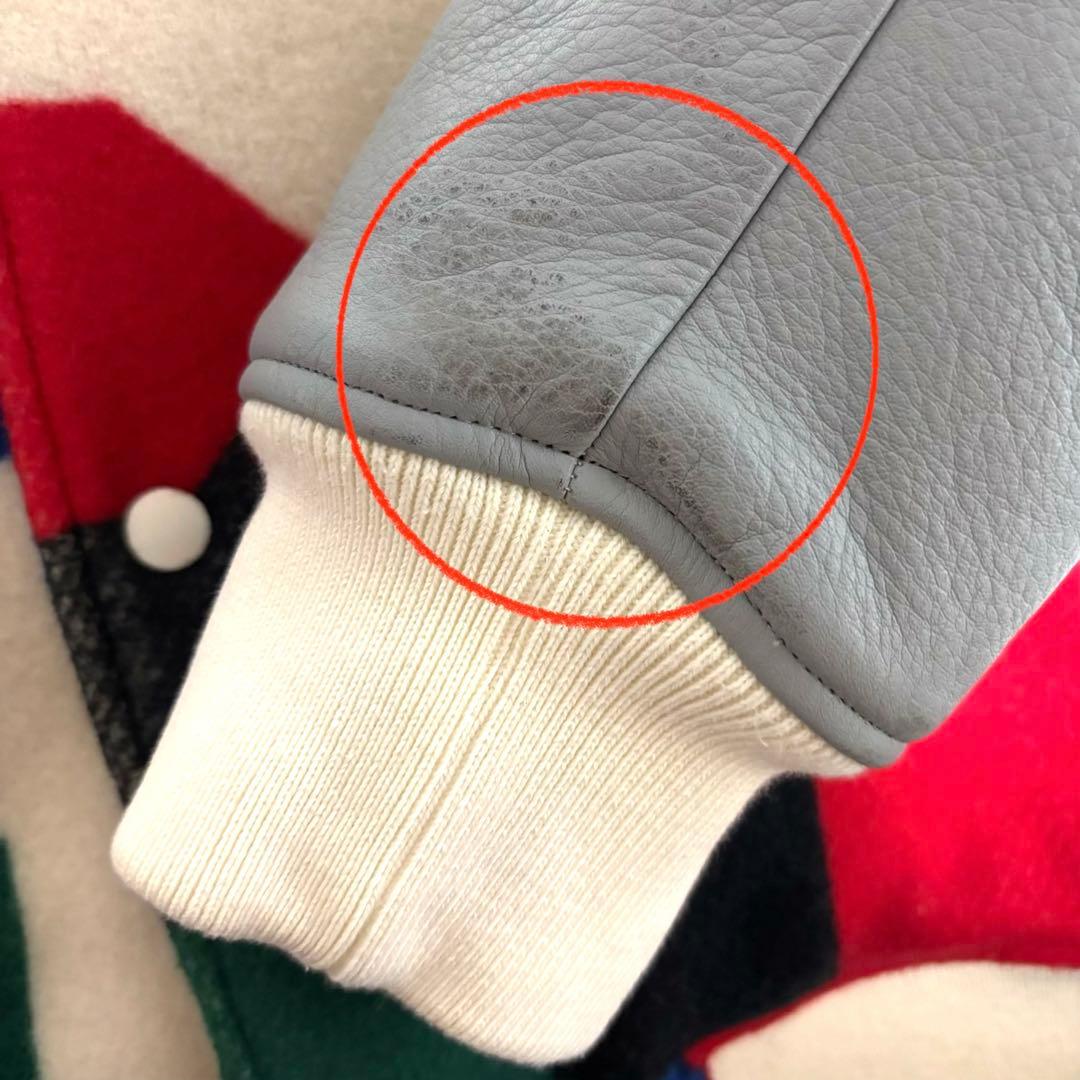 フェノメノン 袖レザー 総柄スタジャン ジャケット ビッグサイズ