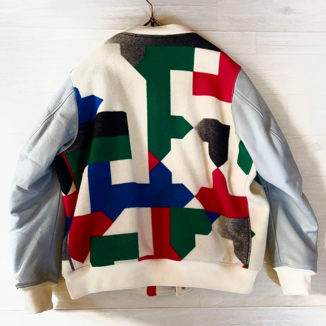 フェノメノン 袖レザー 総柄スタジャン ジャケット ビッグサイズ