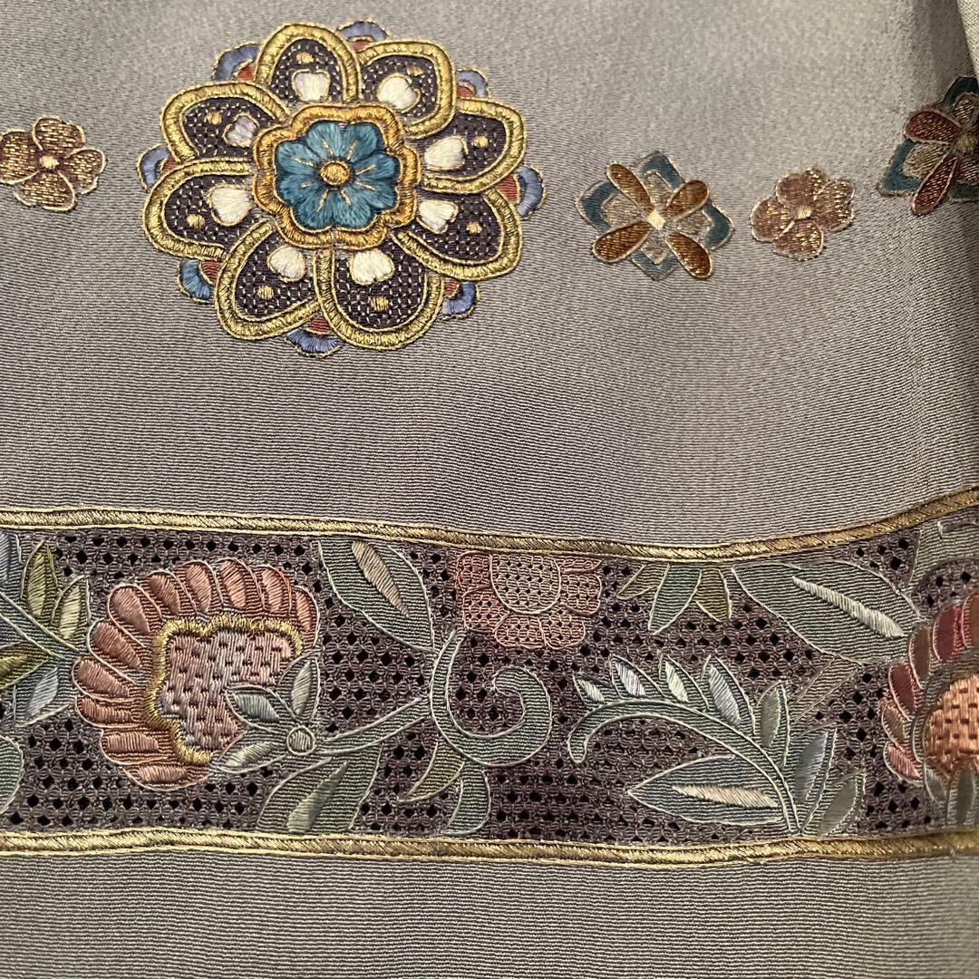 泰斗刺繍　訪問着　着物　スワトウ刺繍
