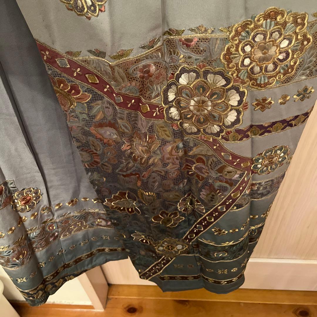 泰斗刺繍　訪問着　着物　スワトウ刺繍