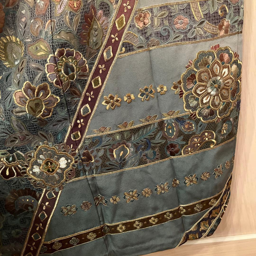 泰斗刺繍　訪問着　着物　スワトウ刺繍