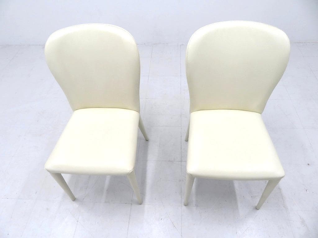 展示品　IDC大塚家具　フロイデ　本革　レザー　ダイニングチェア　2脚セット