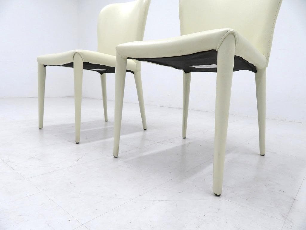 展示品　IDC大塚家具　フロイデ　本革　レザー　ダイニングチェア　2脚セット