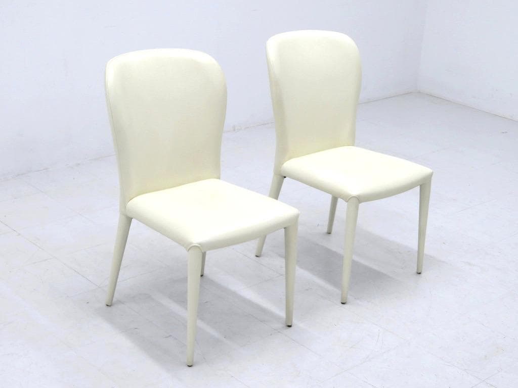 展示品　IDC大塚家具　フロイデ　本革　レザー　ダイニングチェア　2脚セット