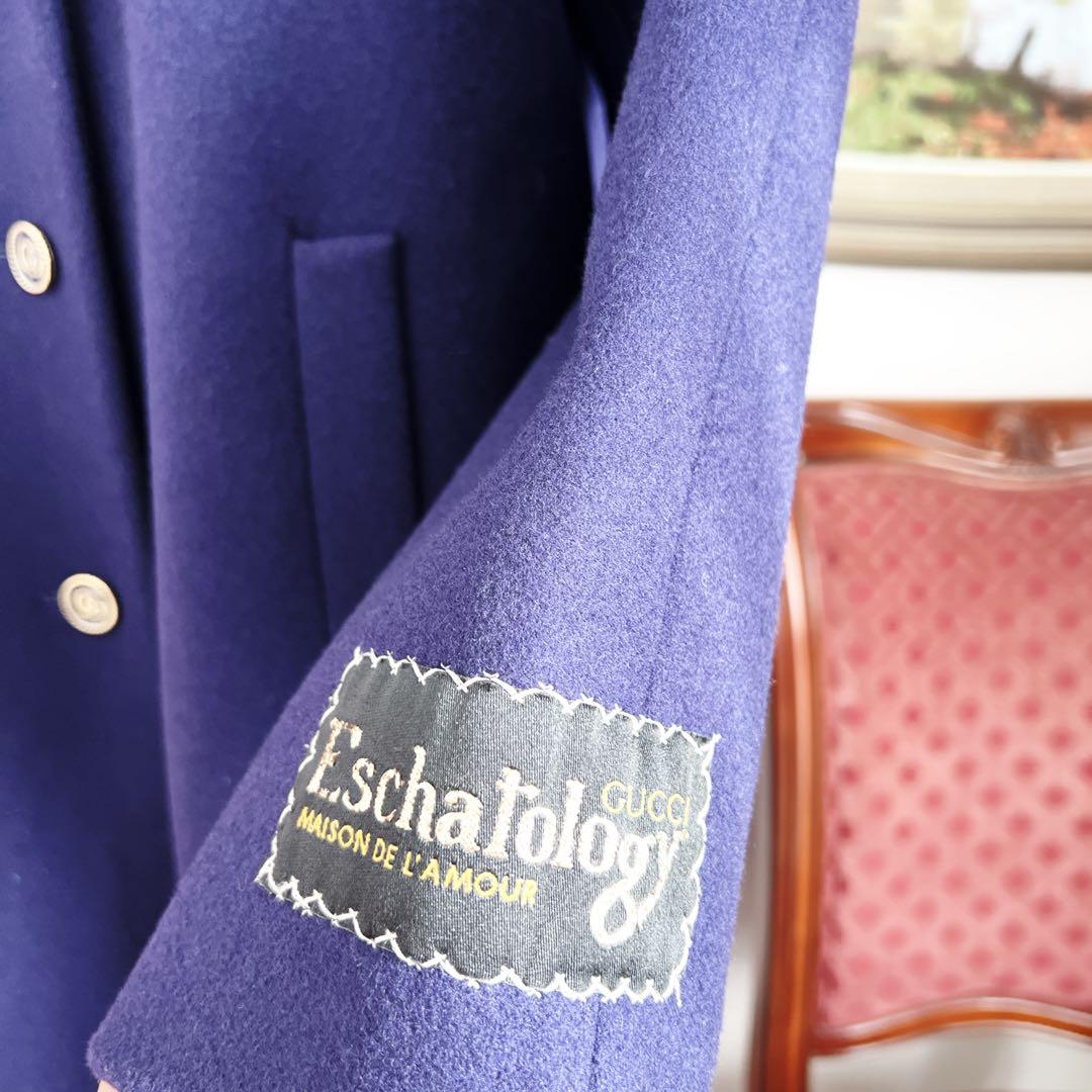 極美品　GUCCIグッチ チェスター　コート GGボタン　ネイビー　刺繍　ロング