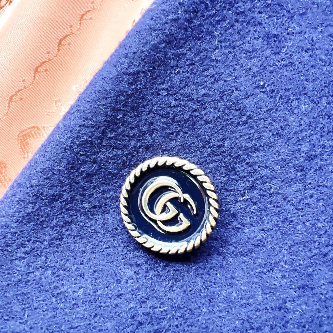 極美品　GUCCIグッチ チェスター　コート GGボタン　ネイビー　刺繍　ロング