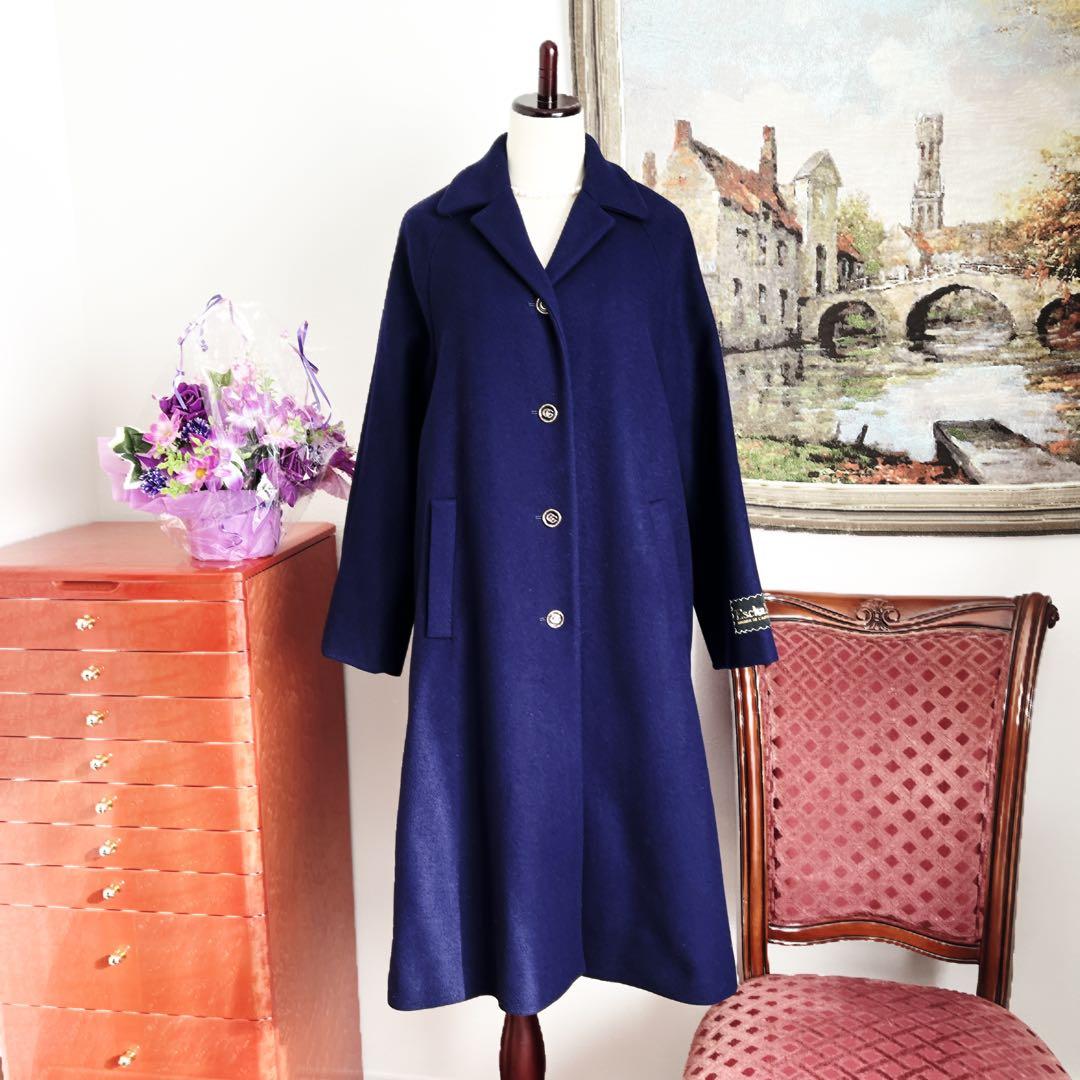 極美品　GUCCIグッチ チェスター　コート GGボタン　ネイビー　刺繍　ロング