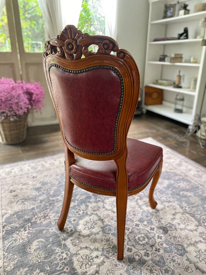 クラシック ダイニングチェア バーガンディ1脚