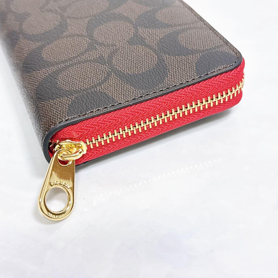 [COACH] コーチ 長財布(ラウンドファスナー)赤 ゴールド