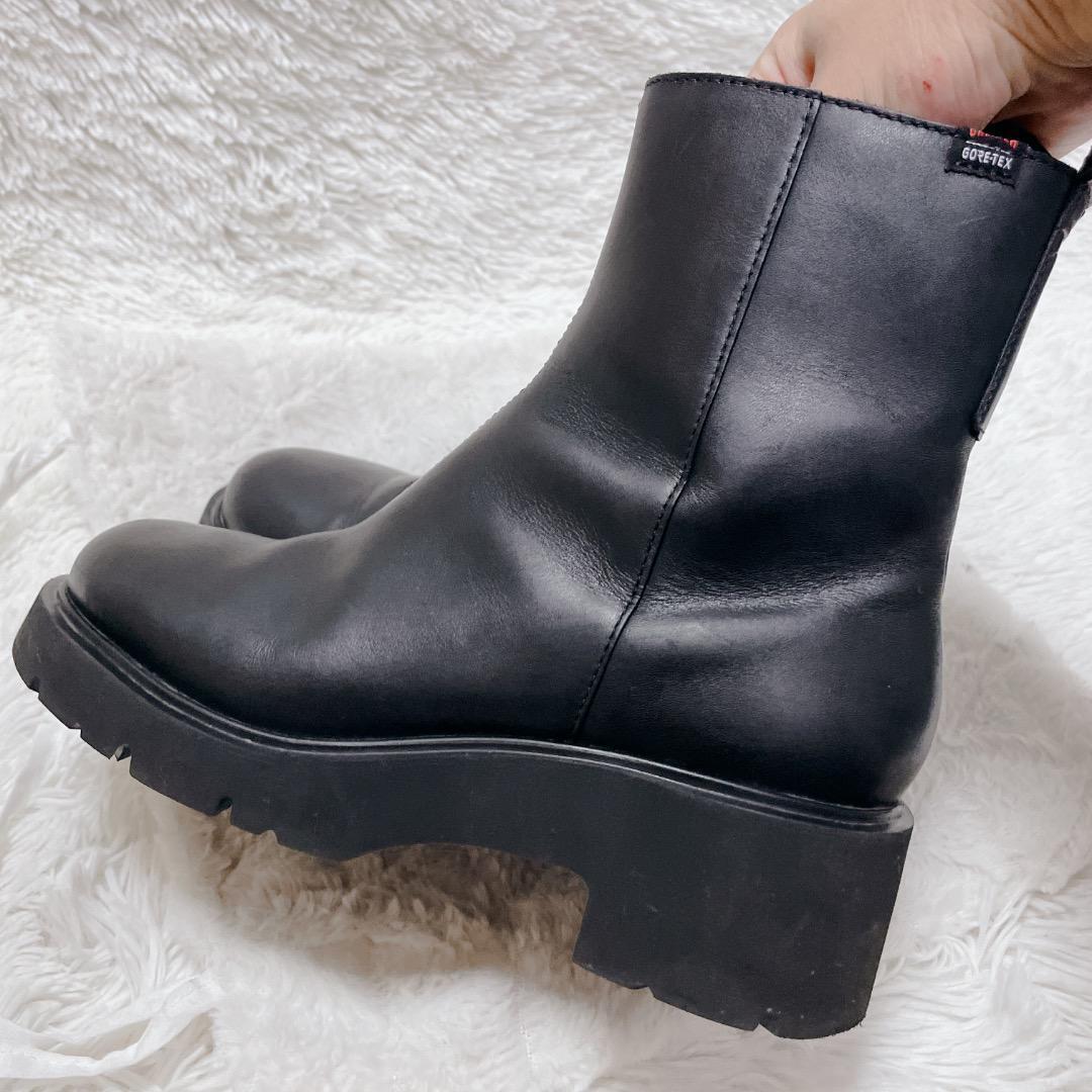 カンペール　サイドジップブーツ　ゴアテックス　厚底　ブラック　本革　レディース