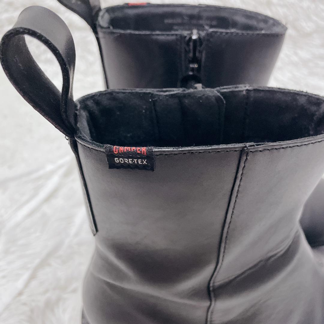 カンペール　サイドジップブーツ　ゴアテックス　厚底　ブラック　本革　レディース