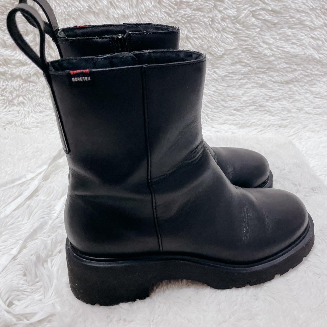 カンペール　サイドジップブーツ　ゴアテックス　厚底　ブラック　本革　レディース