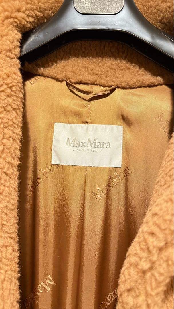 マックスマーラ テディベアコート キャメル88%　シルク12% sサイズ