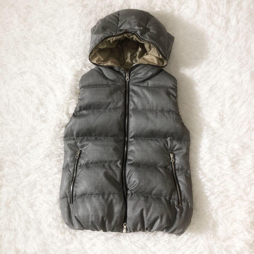 極美品 DUVETICA FEBEDUE ダウンベスト カシミヤ混 グレー L